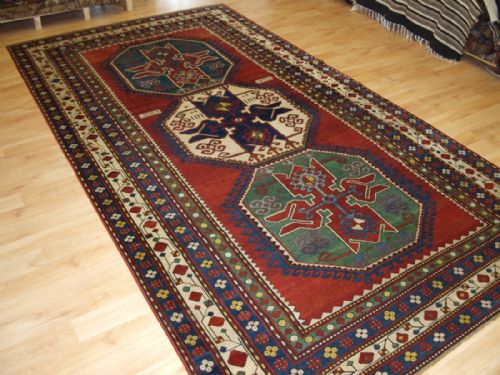 Antique Caucasian Lori Pambak Rug, Dated, Outstanding Colours, Bold Design, Circa 1900.
