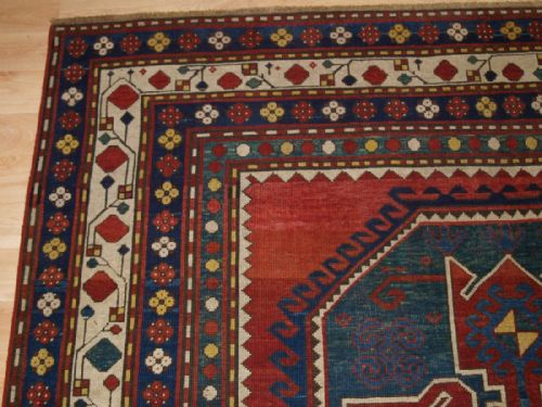 fig 1. ANTIQUE CAUCASIAN LORI PAMBAK RUG, DATED, OUTSTANDING COLOURS, BOLD DESIGN, CIRCA 1900.