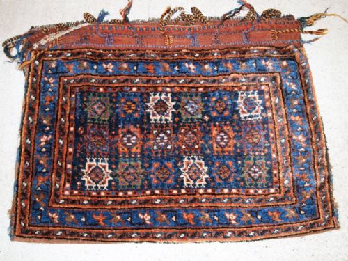 Antique Saddle Bag with Plain Weave Back, Possibly Afshar, Circa 1900. (One of a Pair).