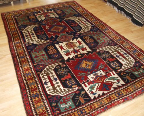 Antique Caucasian Kasim Ushak or Lenkoran Kazak Rug, Full Pile, Superb Colour, Circa 1900.