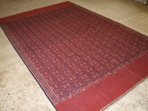 Antique Yomut Turkmen Pallas Soumak Kilim, Outstanding Condition, Large Size, Circa 1920.