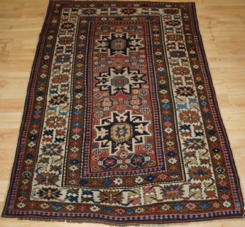 Antique Caucasian Rug with 'Leshgi Star' Design, Superb Small Rug, Late 19th Century.