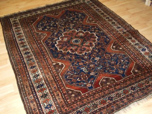Antique South West Persian Khamseh Rug, Baharlu Sub Tribe, Star Border, Circa 1900.