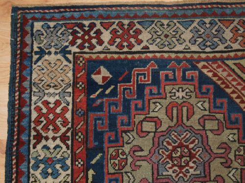 fig 1. ANTIQUE CAUCASIAN KAZAK RUNNER OF SMALL SIZE, SUPERB COLOURS, CIRCA 1880.