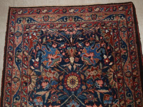 fig 1. ANTIQUE KURDISH RUNNER, FLORAL DESIGN ON A BLUE GROUND, CIRCA 1900.