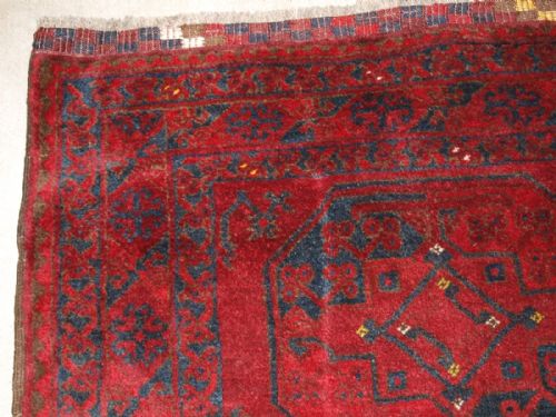 fig 1. OLD TRADITIONAL AFGHAN ERSARI VILLAGE CARPET, VERY DEEP RICH RED COLOUR, GOOD CONDITION, CIRCA 1920.