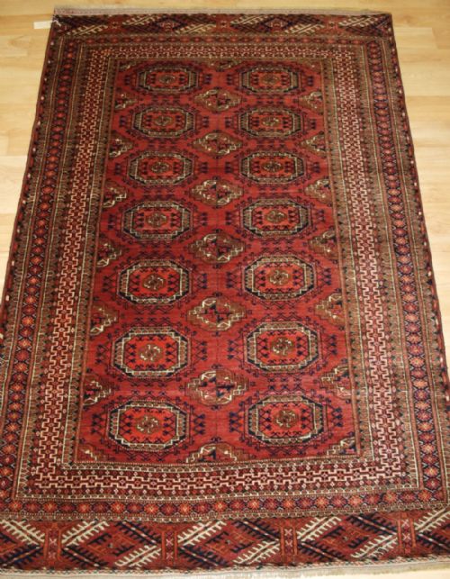 Antique Tekke Turkmen Rug, Salor Turreted Guls, Very Fine Weave, Velvet Like Pile, Circa 1900.