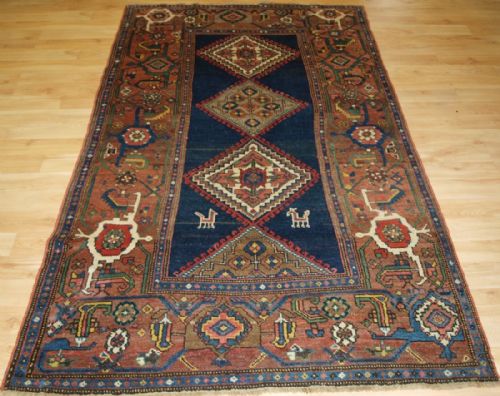 Antique North West Persian Kurdish Rug with Superb Large Border, Circa 1900.