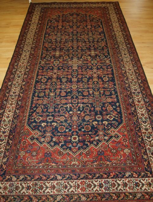 Antique North West Persian Malayer Long Rug or Kelleh, People and Animals, Circa 1900.