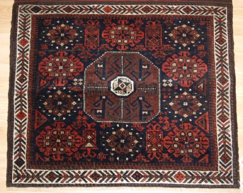 Antique Baluch Saddle Bag, Star and Octagon Design, Complete with Back Circa 1880. (1 of a Pair).
