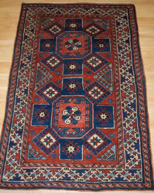 Old Turkish Bergam Rug of Traditional Design, Small Size, Circa 1920.