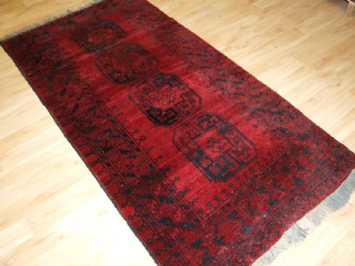 Old Afghan Village Rug, Traditional Ersari Design, Soft Red Colour, Hard Wearing, Circa 1920.