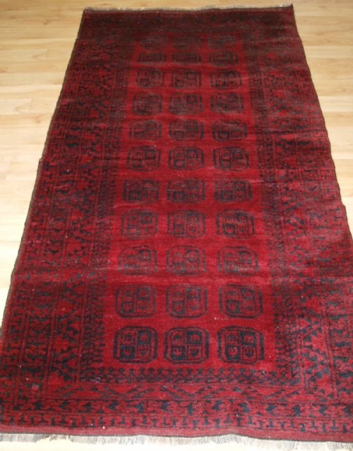 Old Afghan Village Rug, Traditional Design, Deep Red Colour, Hard Wearing, Circa 1920.