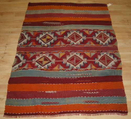 Antique Turkish Anatolian Village Kilim, Small Size with Great Colour, Circa 1900.
