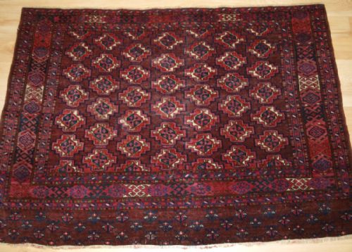 Antique Ersari Turkmen Chuval, with Unusual Off Set Gul Design, Circa 1900.