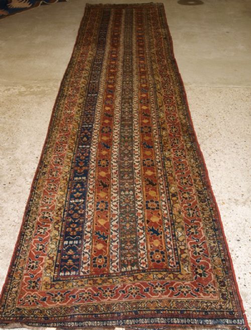 Antique South West Persian Khamseh Runner with Stripe Design, Late 19th Century.