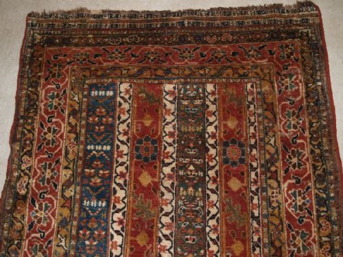 fig 1. ANTIQUE SOUTH WEST PERSIAN KHAMSEH RUNNER WITH STRIPE DESIGN, LATE 19TH CENTURY.