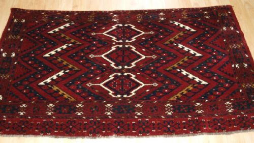 Antique Ersari Beshir Turkmen Chuval with Ikat Design, Full Pile, Circa 1900.