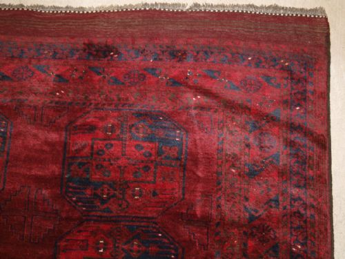 OLD TRADITIONAL AFGHAN ERSARI VILLAGE CARPET VERY DEEP RICH RED SOFT GLOSSY WOOL COLOUR SUPERB CONDITION CIRCA 1920 - ADDITIONAL PHOTO 1