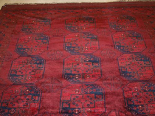 OLD TRADITIONAL AFGHAN ERSARI VILLAGE CARPET VERY DEEP RICH RED SOFT GLOSSY WOOL COLOUR SUPERB CONDITION CIRCA 1920 - ADDITIONAL PHOTO 2