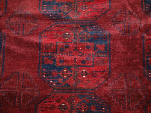 OLD TRADITIONAL AFGHAN ERSARI VILLAGE CARPET VERY DEEP RICH RED SOFT GLOSSY WOOL COLOUR SUPERB CONDITION CIRCA 1920 - ADDITIONAL PHOTO 5