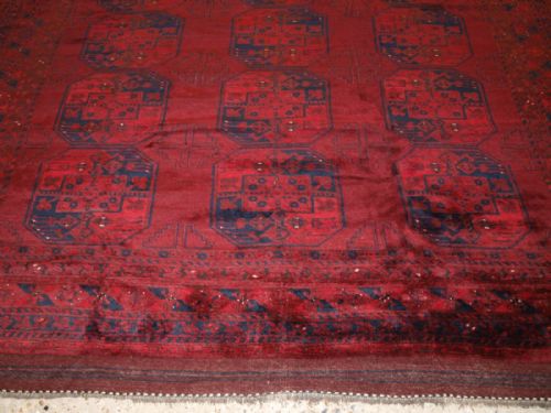 OLD TRADITIONAL AFGHAN ERSARI VILLAGE CARPET VERY DEEP RICH RED SOFT GLOSSY WOOL COLOUR SUPERB CONDITION CIRCA 1920 - ADDITIONAL PHOTO 6