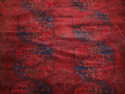 OLD TRADITIONAL AFGHAN ERSARI VILLAGE CARPET VERY DEEP RICH RED SOFT GLOSSY WOOL COLOUR SUPERB CONDITION CIRCA 1920 - ADDITIONAL PHOTO 7
