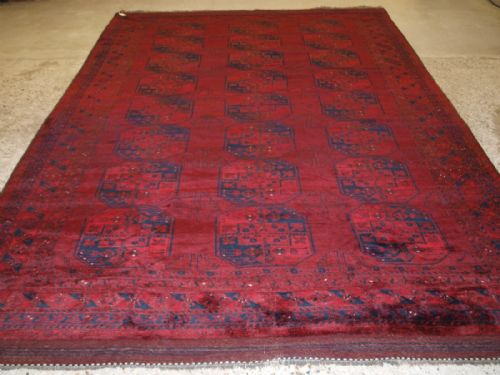 OLD TRADITIONAL AFGHAN ERSARI VILLAGE CARPET VERY DEEP RICH RED SOFT GLOSSY WOOL COLOUR SUPERB CONDITION CIRCA 1920 - ADDITIONAL PHOTO 8