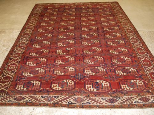 Antique Kizyl Ayak Ersari Turkmen Main Carpet, Curl Leaf Border, Superb Colour and Drawing, Circa 1870.