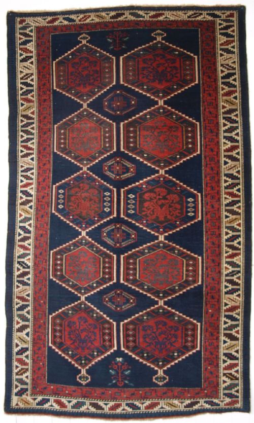 Antique Caucasian Kuba Shirvan Rug with Shrub Design, Late 19th Century.