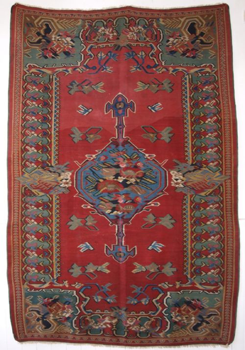Antique Bijar Region Kilim, Floral French Influenced Design, Circa 1890.