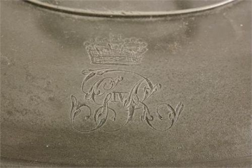 fig 1. ANTIQUE ENGLISH PEWTER SOUP TUREEN, KING GEORGE IV CORONATION BANQUET SERVICE, BY THOMAS ALDERSON, CIRCA 1821.