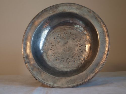 Antique Rare German Pewter Bowl, Sabastian Friedrich, Landsberg. Circa 1680.