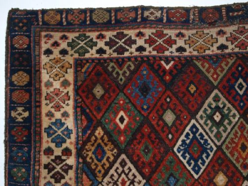 fig 1. ANTIQUE JAF KURD BAG FACE WITH SCARCE IVORY GROUND BORDER, 4TH QUARTER 19TH CENTURY.