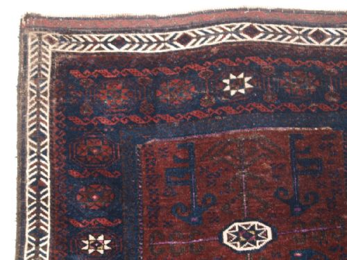 fig 1. ANTIQUE BALUCH SADDLE BAG FACE, 'STAR IN OCTAGON DESIGN', SILK HIGHLIGHTS THROUGHOUT, CIRCA 1880.