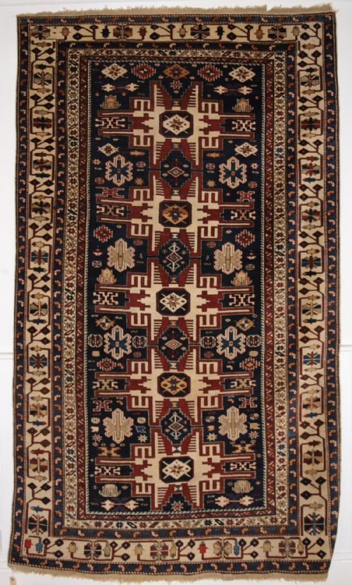 Antique Caucasian Shirvan Rug with Star Design, Beautiful Border, Circa 1900.