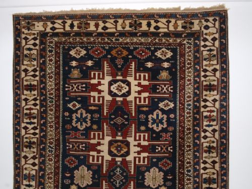 fig 1. ANTIQUE CAUCASIAN SHIRVAN RUG WITH STAR DESIGN, BEAUTIFUL BORDER, CIRCA 1900.