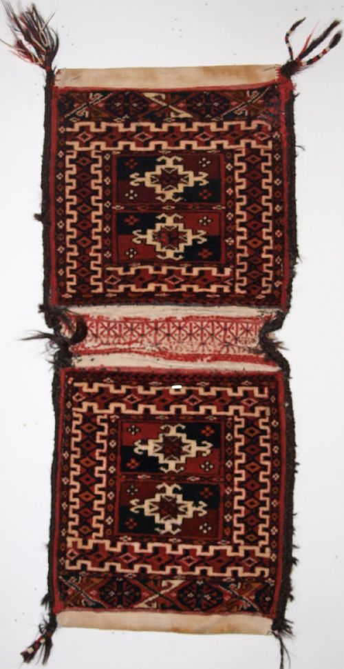 Antique Complete Pair of Very Small Tekke Turkmen Khorjin (Saddle Bags), Outstanding Condition, Circa 1900.