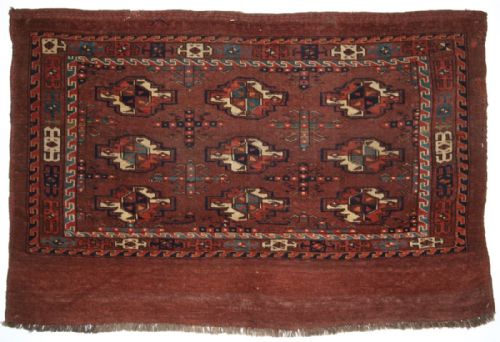 Antique Yomut Turkmen 9 Gul Chuval, Good Colour, Classic Design, Circa 1880.