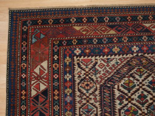 fig 1. ANTIQUE CAUCASIAN DAGHESTAN FLORAL LATTICE PRAYER RUG, LATE 19TH CENTURY.