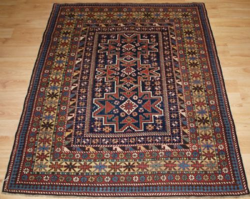 Antique Caucasian Rug with 'Leshgi Star' Design, Outstanding Small Rug, Late 19th Century.
