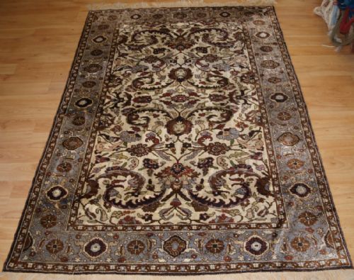 Old Silk Rug with Classic Persian Mahal Design, Circa 1920.