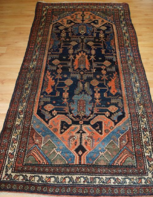 Old Persian Village Long Rug, Hamadan Region, Large Scale Design, Great Condition, Circa 1920.
