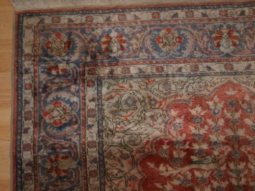 fig 1. OLD TURKISH KAYSERI 'ART SILK' RUG, TREE OF LIFE PRAYER DESIGN, CIRCA 1920.