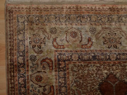 fig 1. OLD TURKISH KAYSERI 'ART SILK' PRAYER RUG, TRADITIONAL PRAYER DESIGN, CIRCA 1920/30.