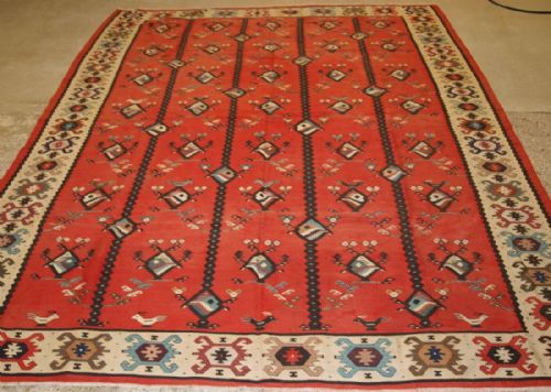 Old Turkish Sarkoy Kilim Rug, Very Unusual Design, Circa 1920.