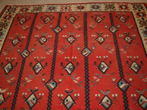 fig 1. OLD TURKISH SARKOY KILIM RUG, VERY UNUSUAL DESIGN, CIRCA 1920.