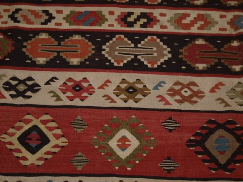 OLD TURKISH SARKOY KILIM RUG SUPERB BANDED DESIGN EXCELLENT COLOURS CIRCA 1920 - ADDITIONAL PHOTO 5