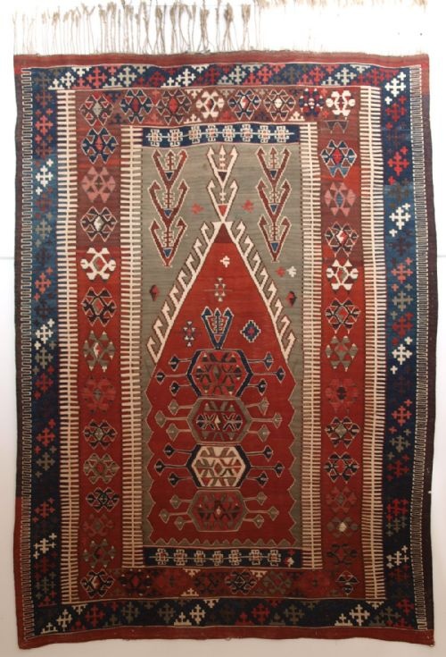 Antique Turkish Obruk Prayer Kilim, Perfect Original Condition, Circa 1900.