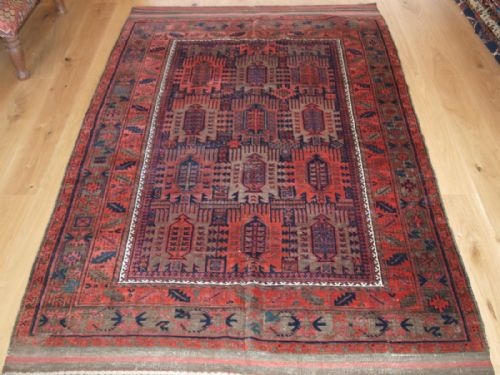 Antique Timuri Baluch Main Carpet, Classic Design, Corroded Browns, Circa 1900.
